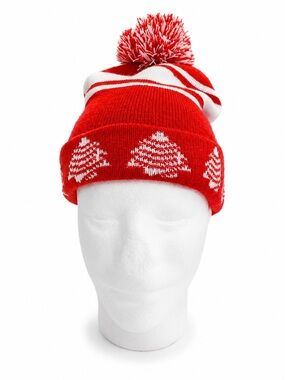 Little Debbie Christmas Tree Cakes Pom Pom Beanie Red White Holiday